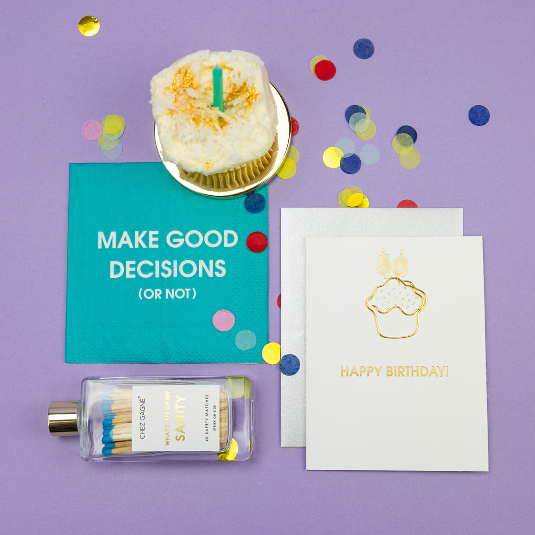 Happy Birthday Candles 50 - Paperclip Letterpress Card