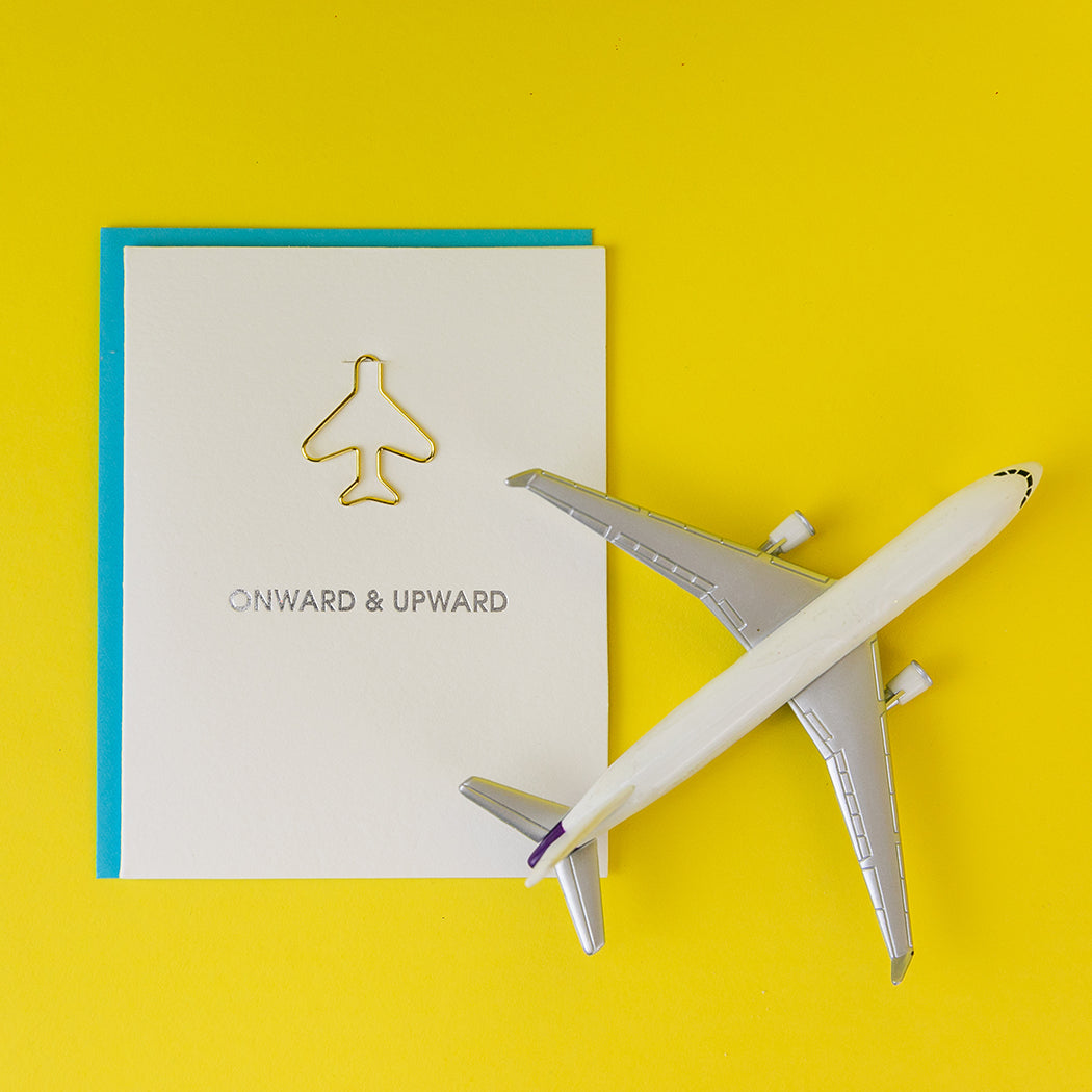 Onward & Upward - Paper Clip Letterpress Card