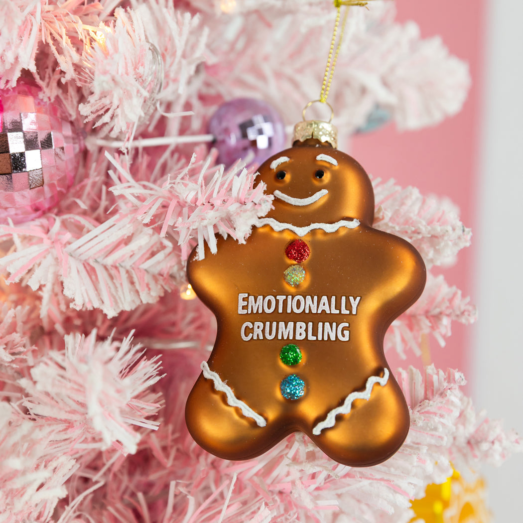 Emotionally Crumbling - Gingerbread Man Glass Ornament