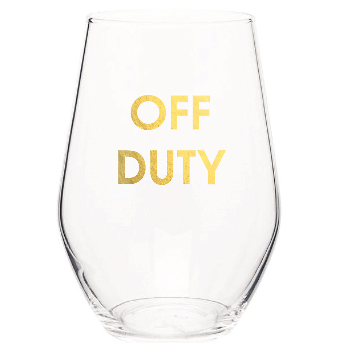 Off Duty - Gold Foil Stemless Wine Glass