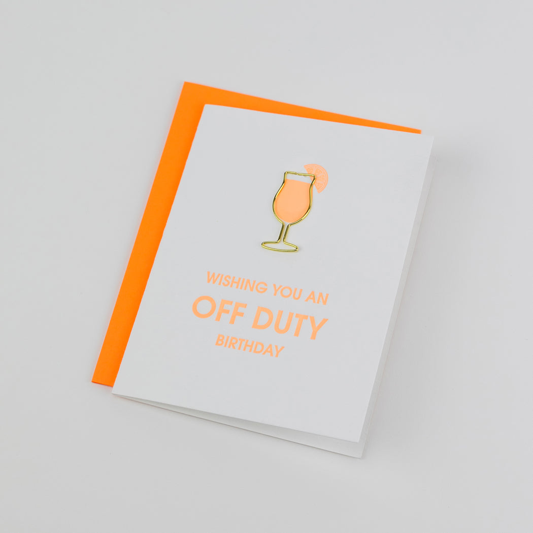 Off Duty Birthday - Paper Clip Letterpress Card