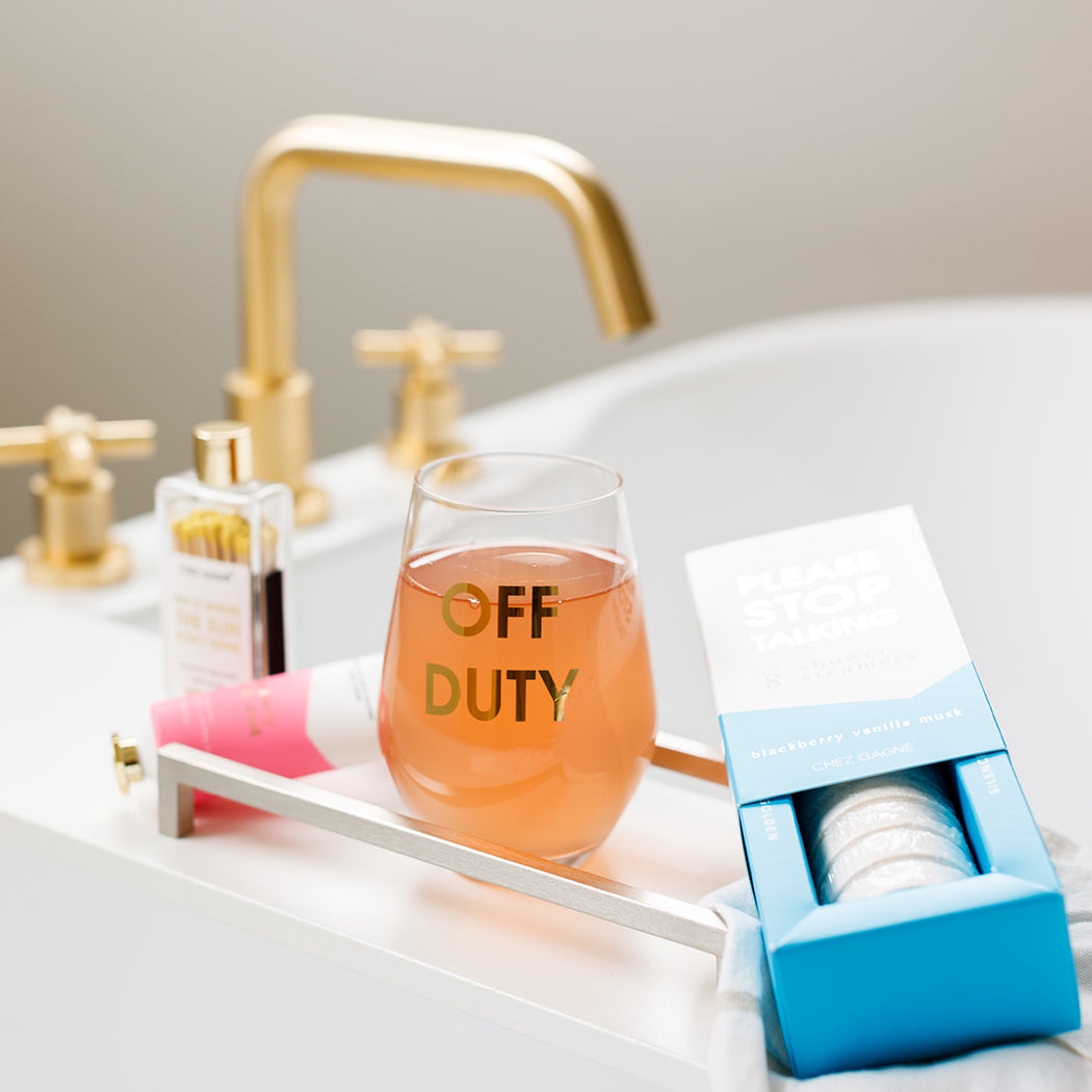 Off Duty - Gold Foil Stemless Wine Glass