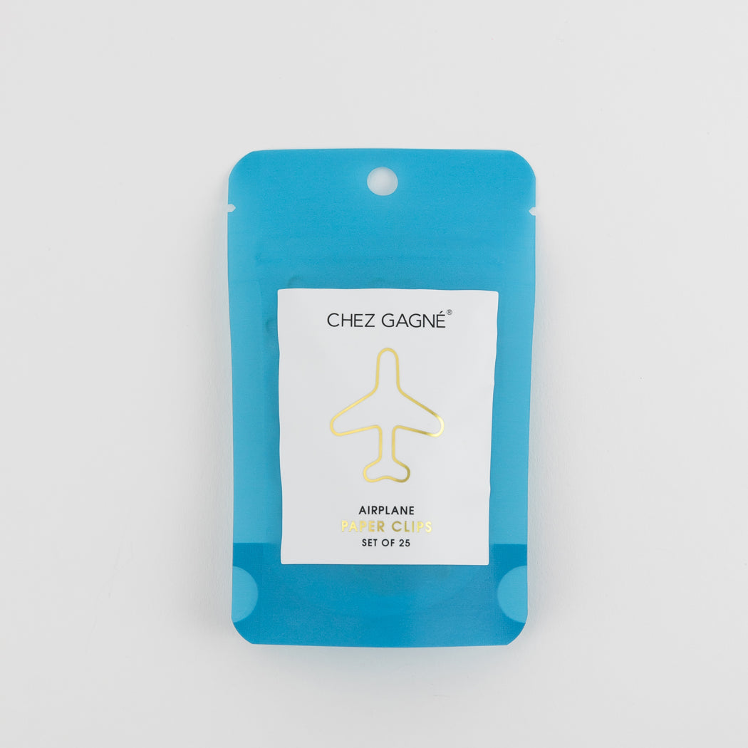 Airplane - Unique Gold Plated Paper Clips - Pack of 25