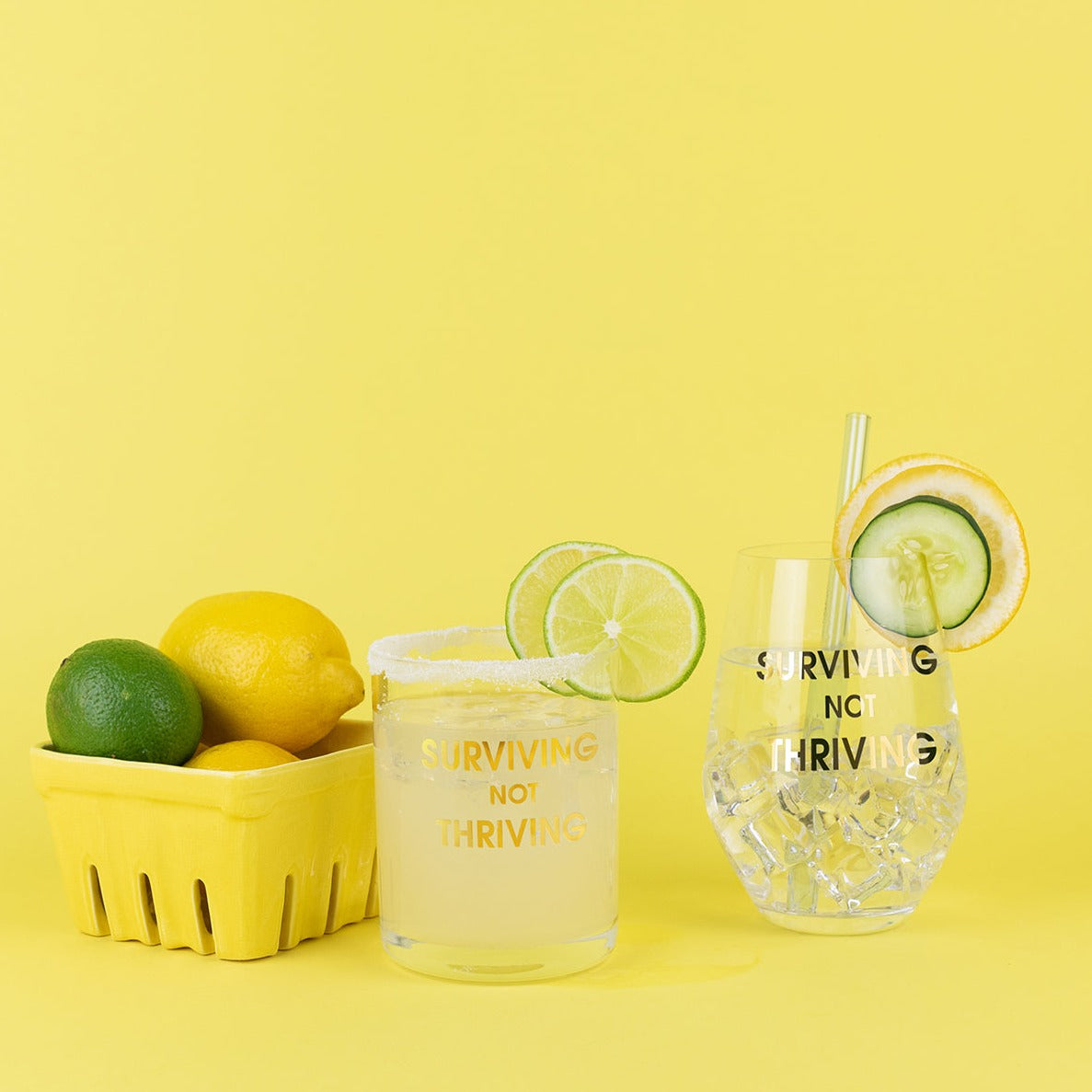 Surviving Not Thriving - Rocks Glass