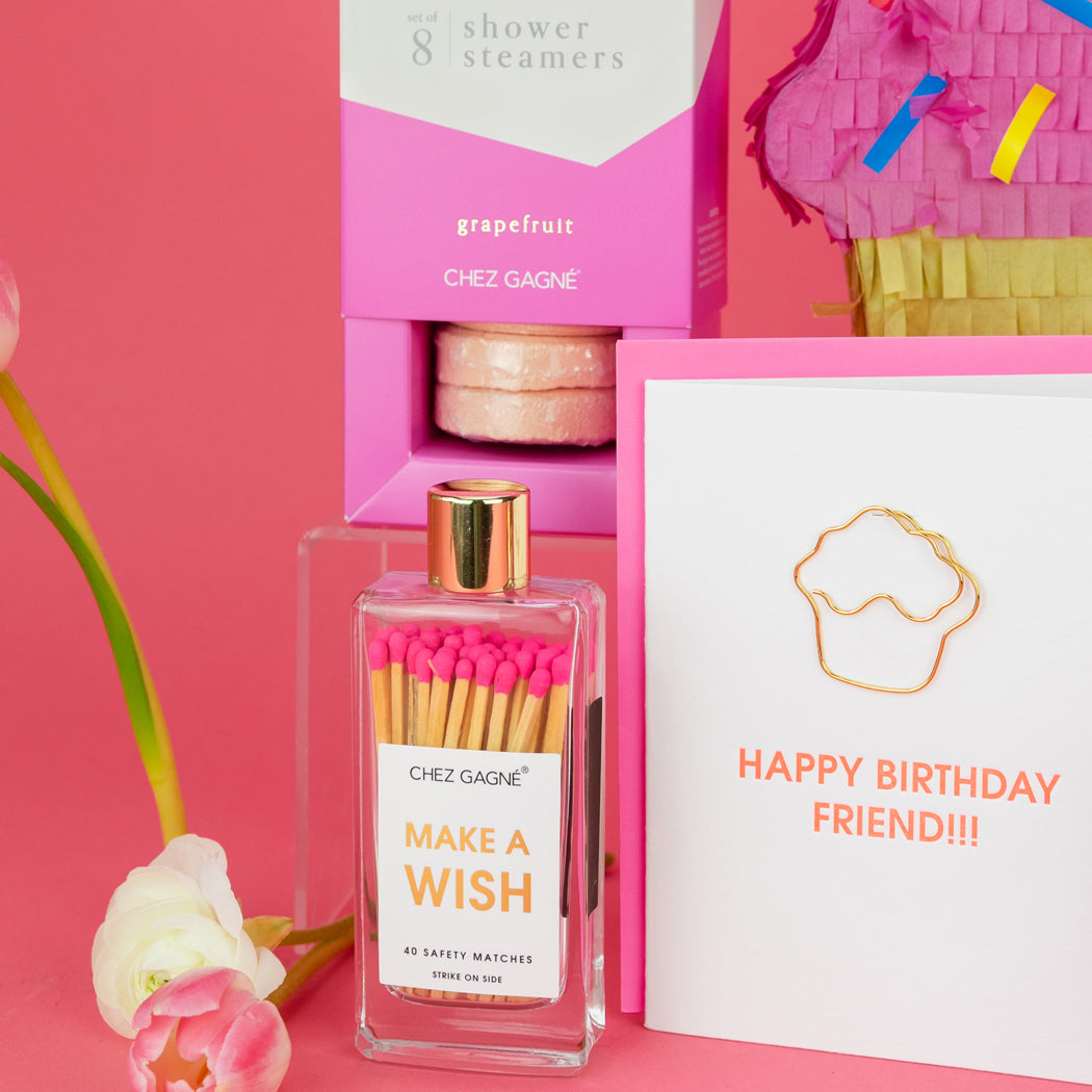 Make A Wish - Glass Bottle Safety Matches (Hot Pink)