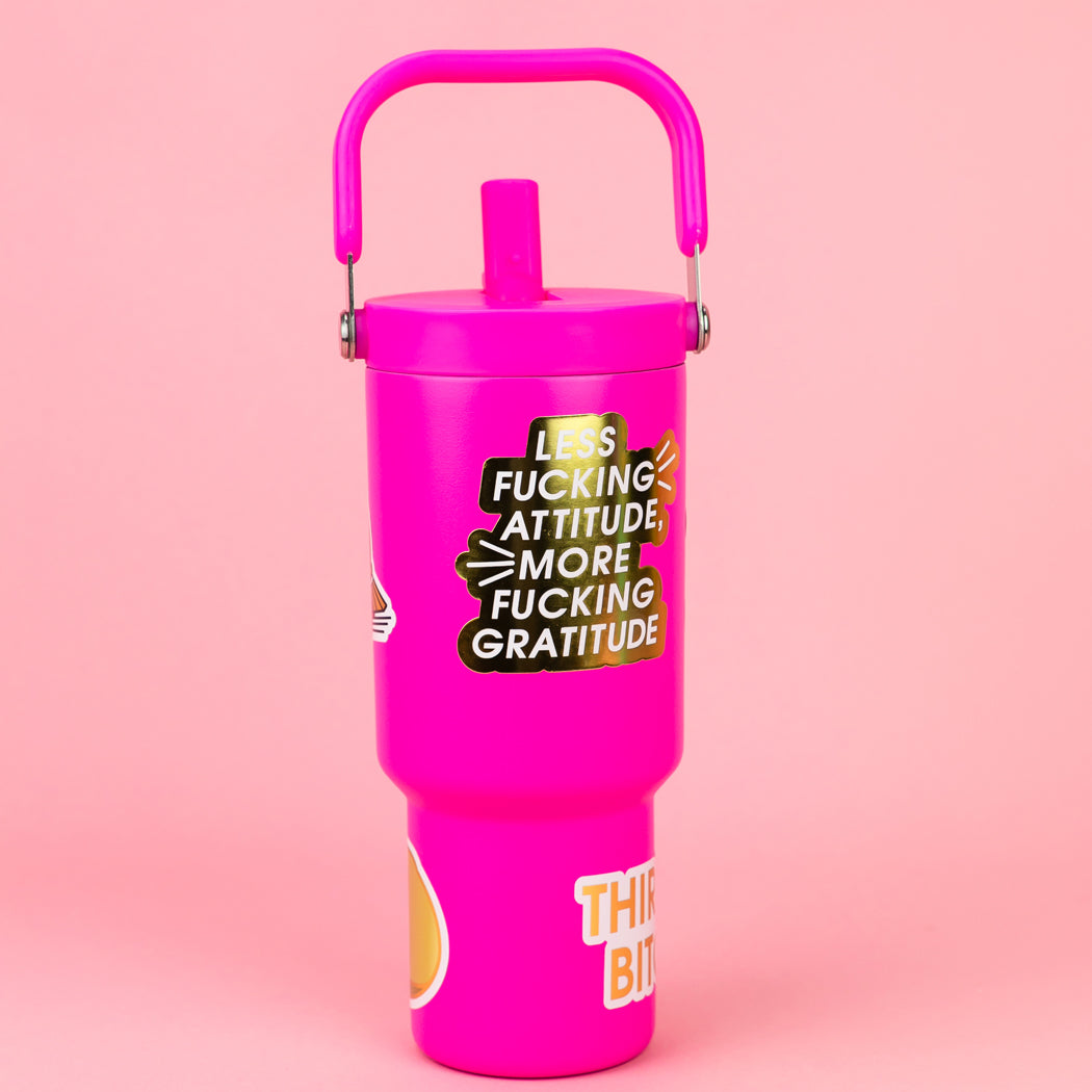 Less Fucking Attitude More Fucking Gratitude - Gold Vinyl Sticker
