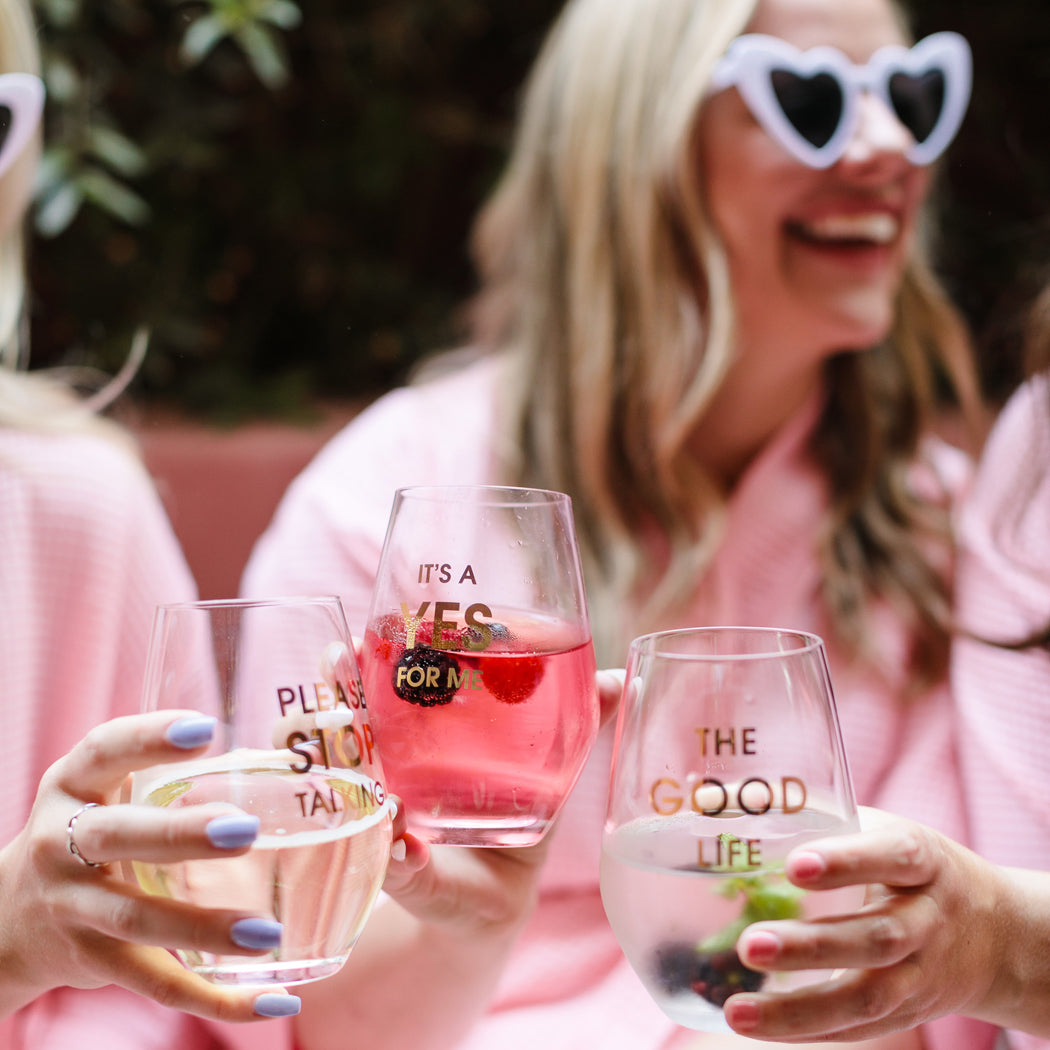 The Good Life - Gold Foil Stemless Wine Glass