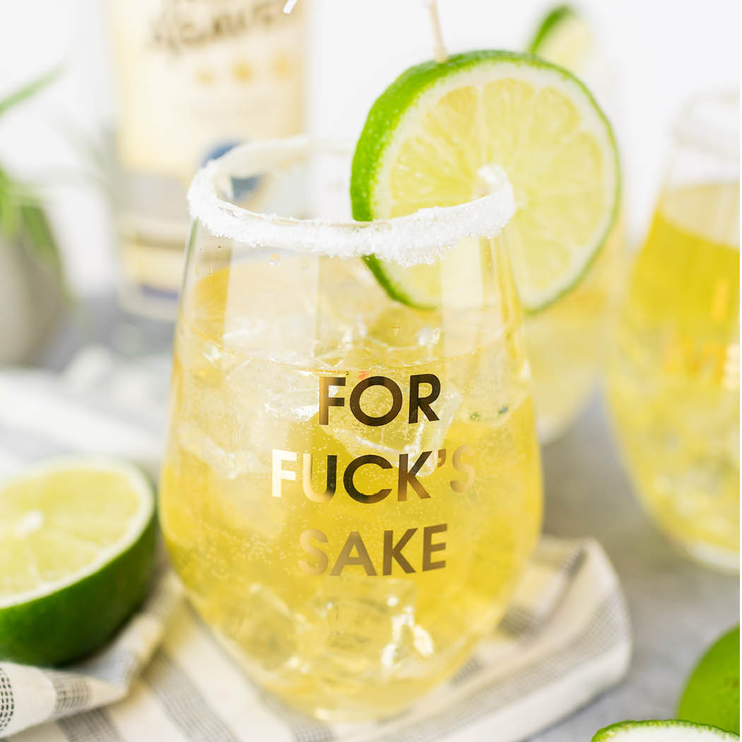 For Fuck's Sake - Gold Foil Stemless Wine Glass
