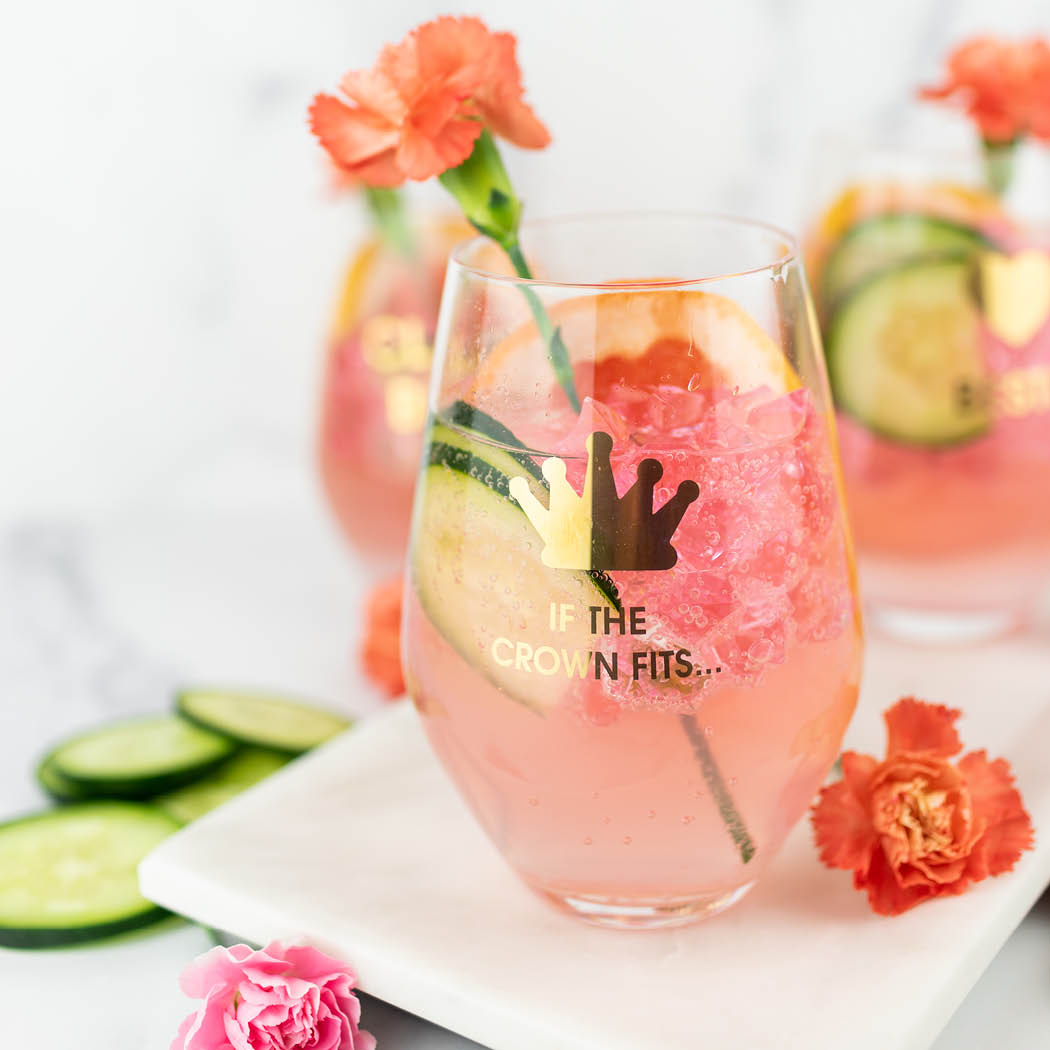 If The Crown Fits - Gold Foil Stemless Wine Glass