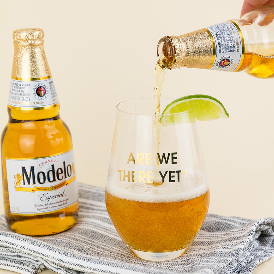 Are We There Yet? - Gold Foil Stemless Wine Glass