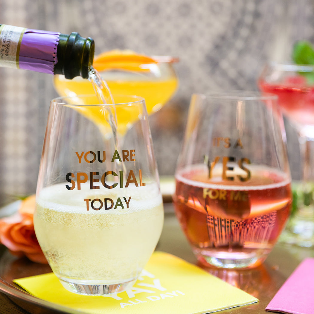 You Are Special Today - Gold Foil Stemless Wine Glass