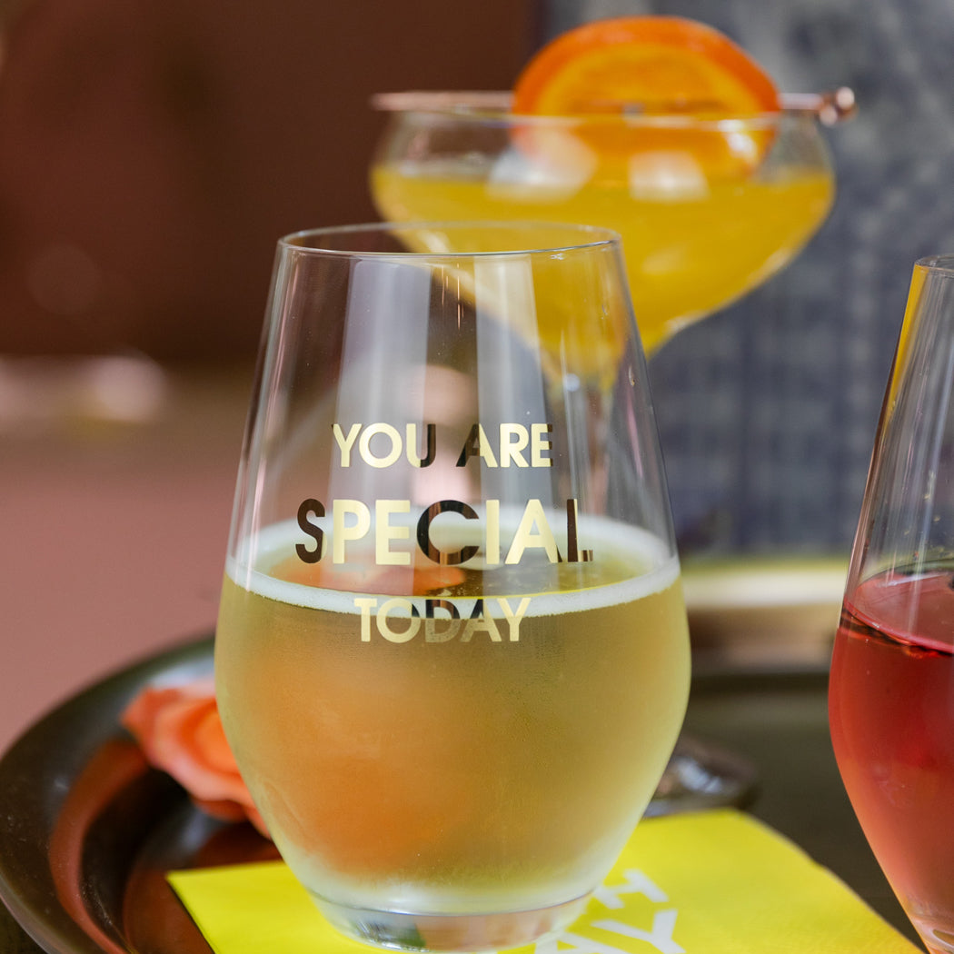 You Are Special Today - Gold Foil Stemless Wine Glass