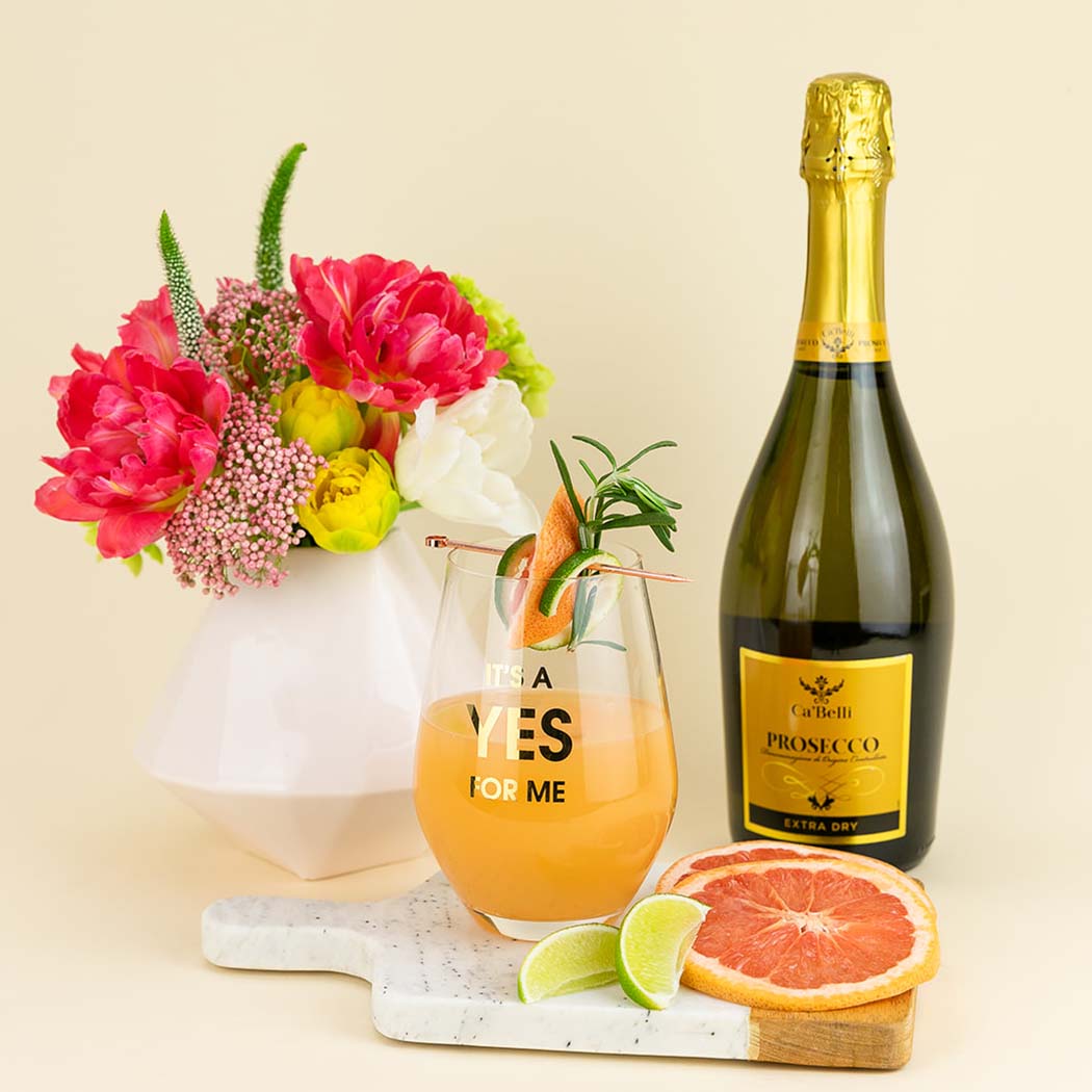 It's A Yes For Me - Gold Foil Stemless Wine Glass