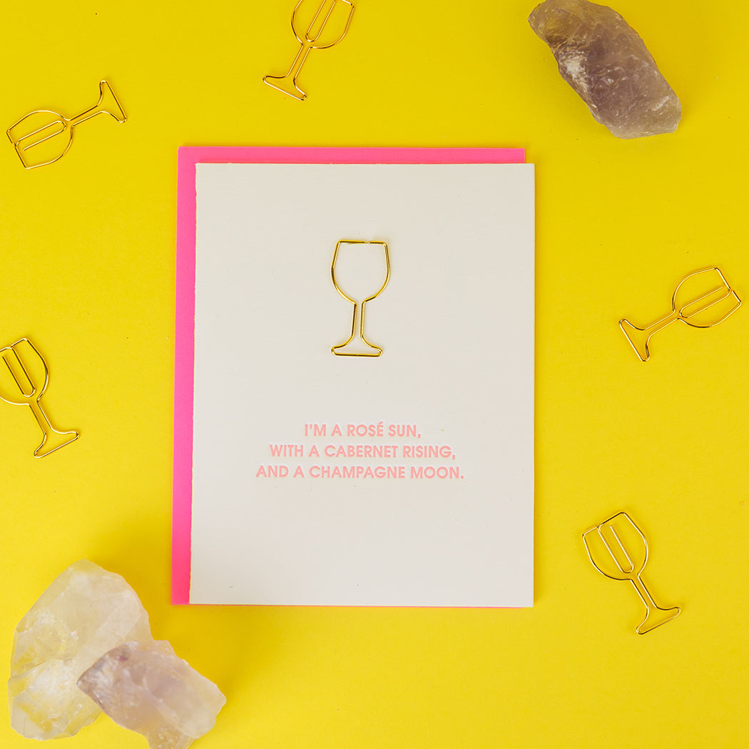 Wine Signs (Sun, Rising + Moon Signs) - Paper Clip Letterpress Card