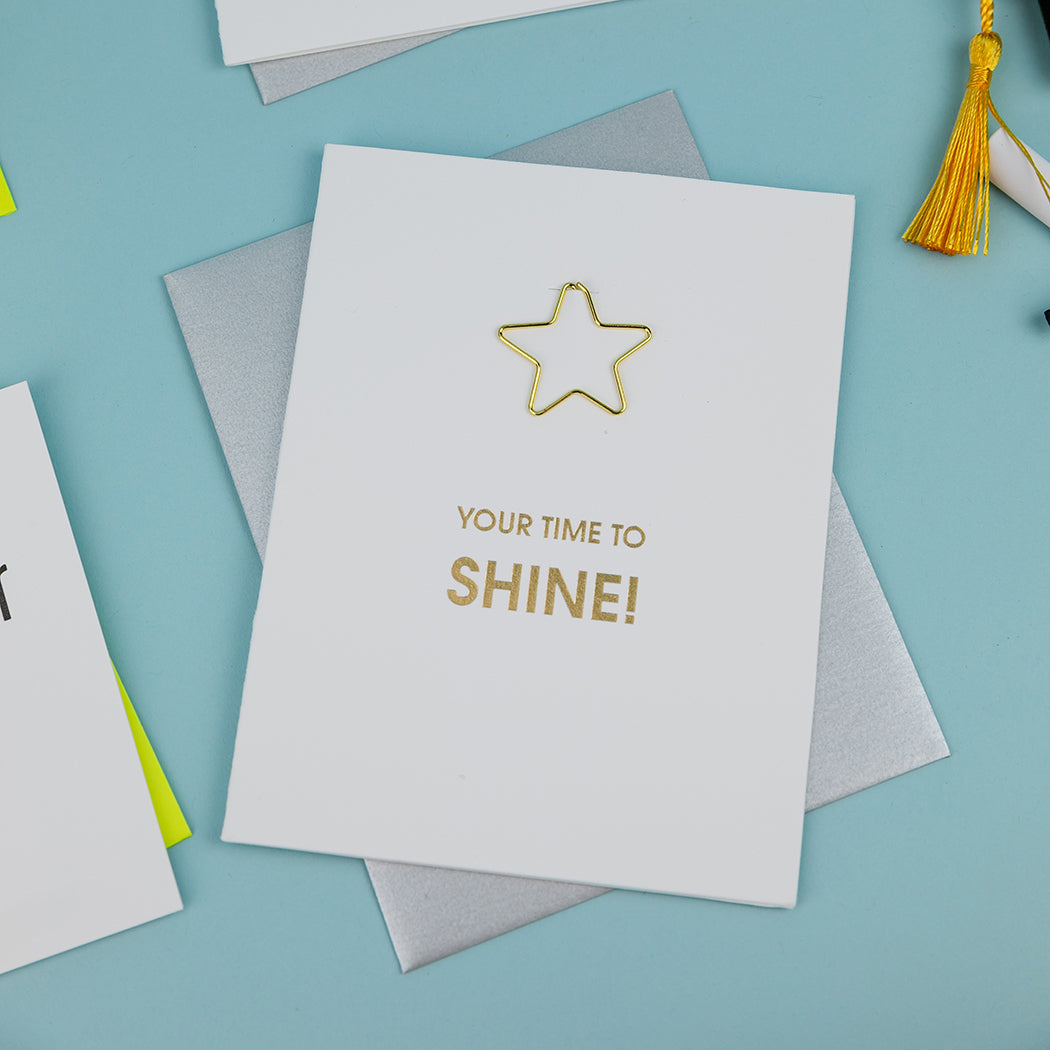 Your Time to Shine - Star Paper Clip Letterpress Card