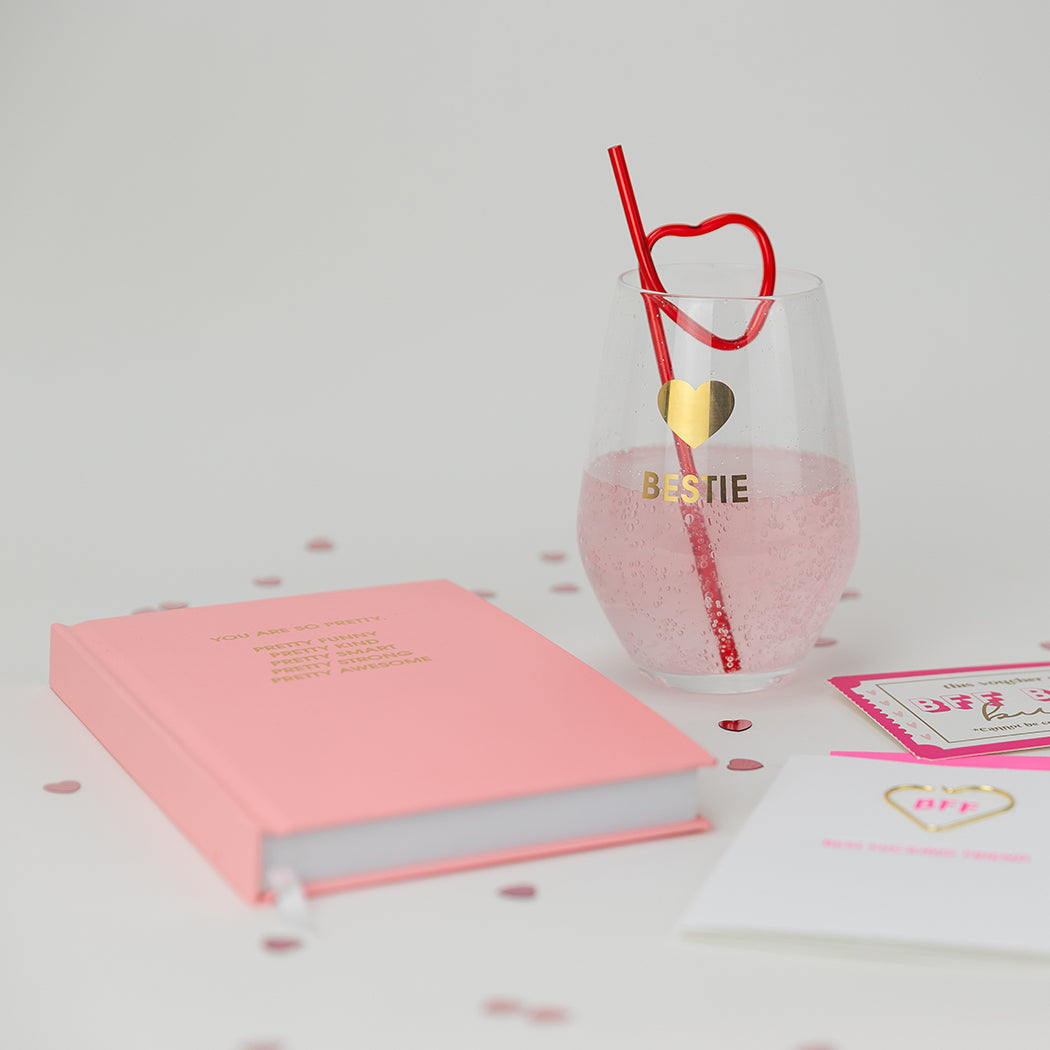 Bestie - Gold Foil Stemless Wine Glass