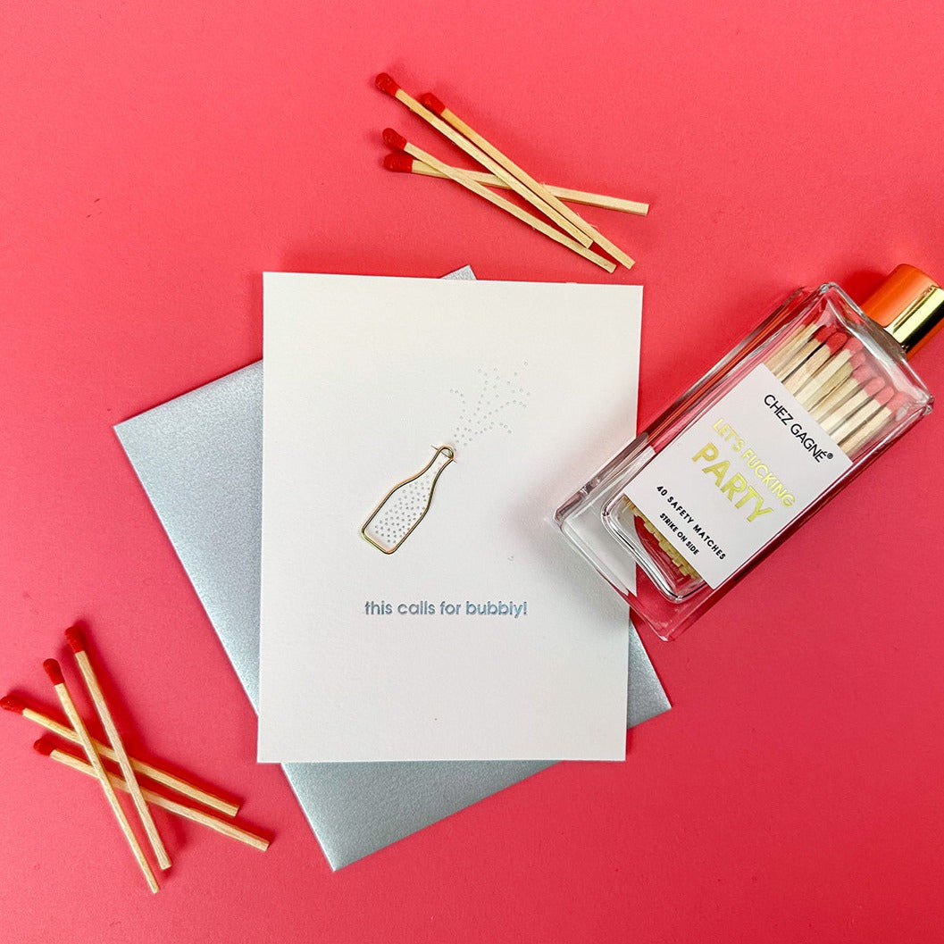 This Calls for Bubbly - Paper Clip Letterpress Card