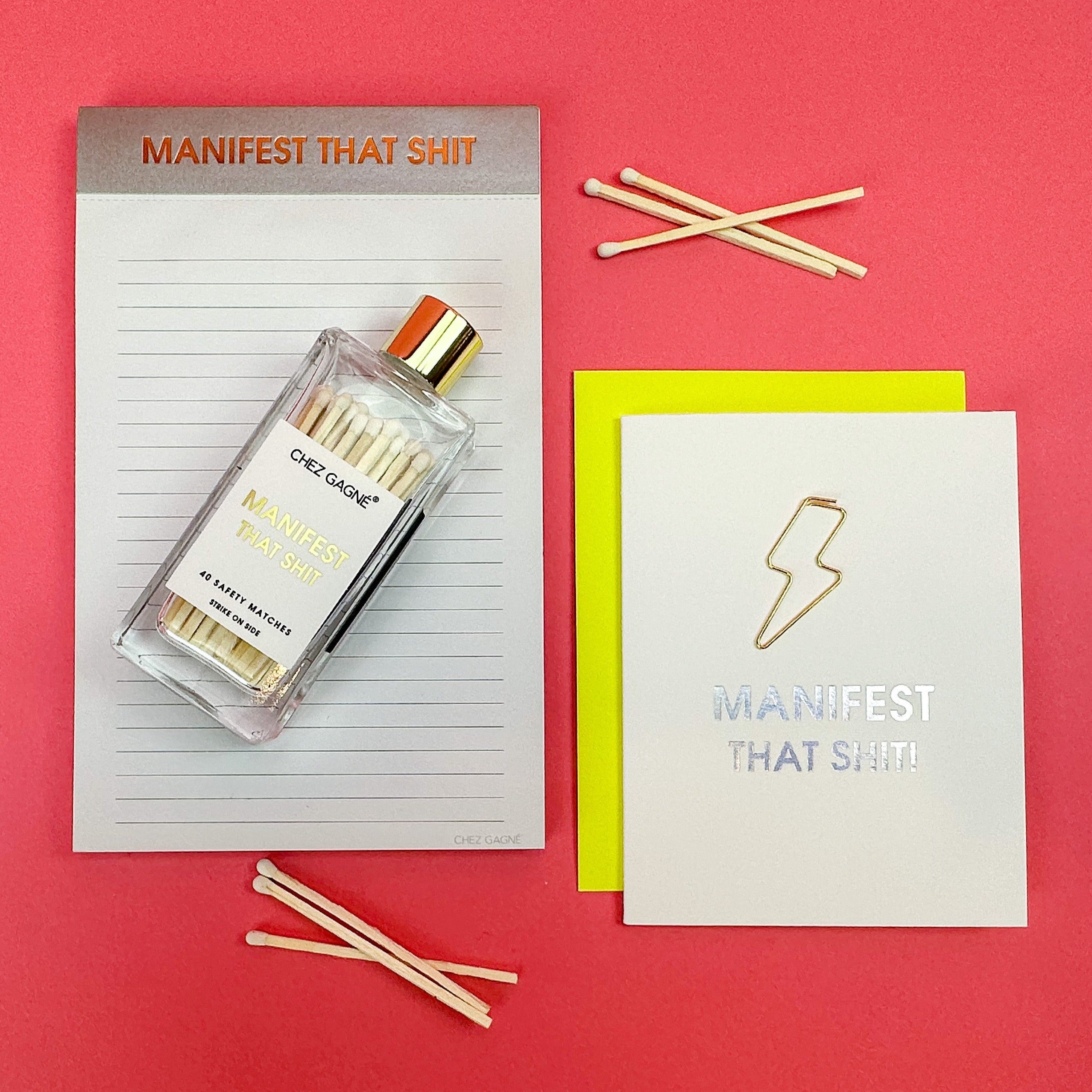 Manifest that Shit - Paper Clip Letterpress Card