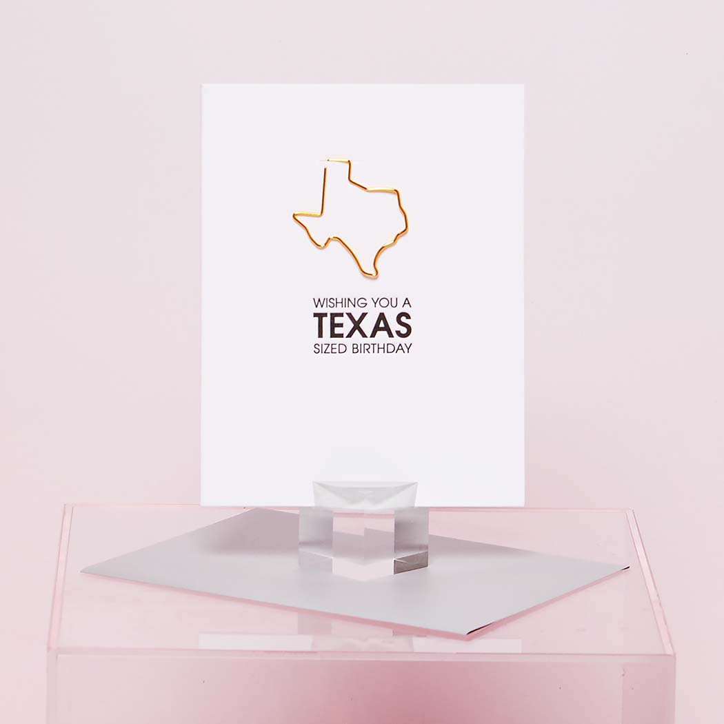 Wishing You a Texas Sized Birthday - Paper Clip Letterpress Card