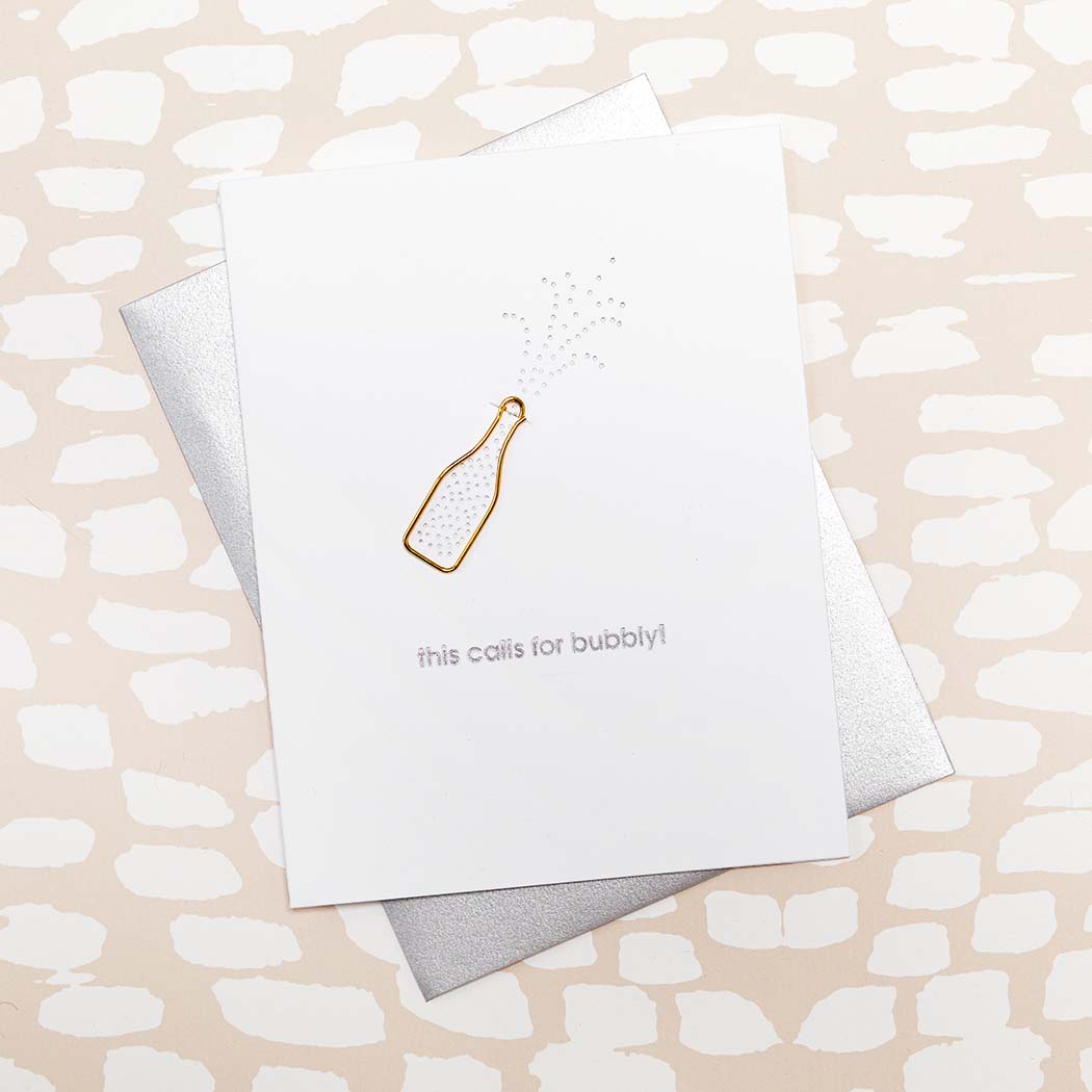 This Calls for Bubbly - Paper Clip Letterpress Card