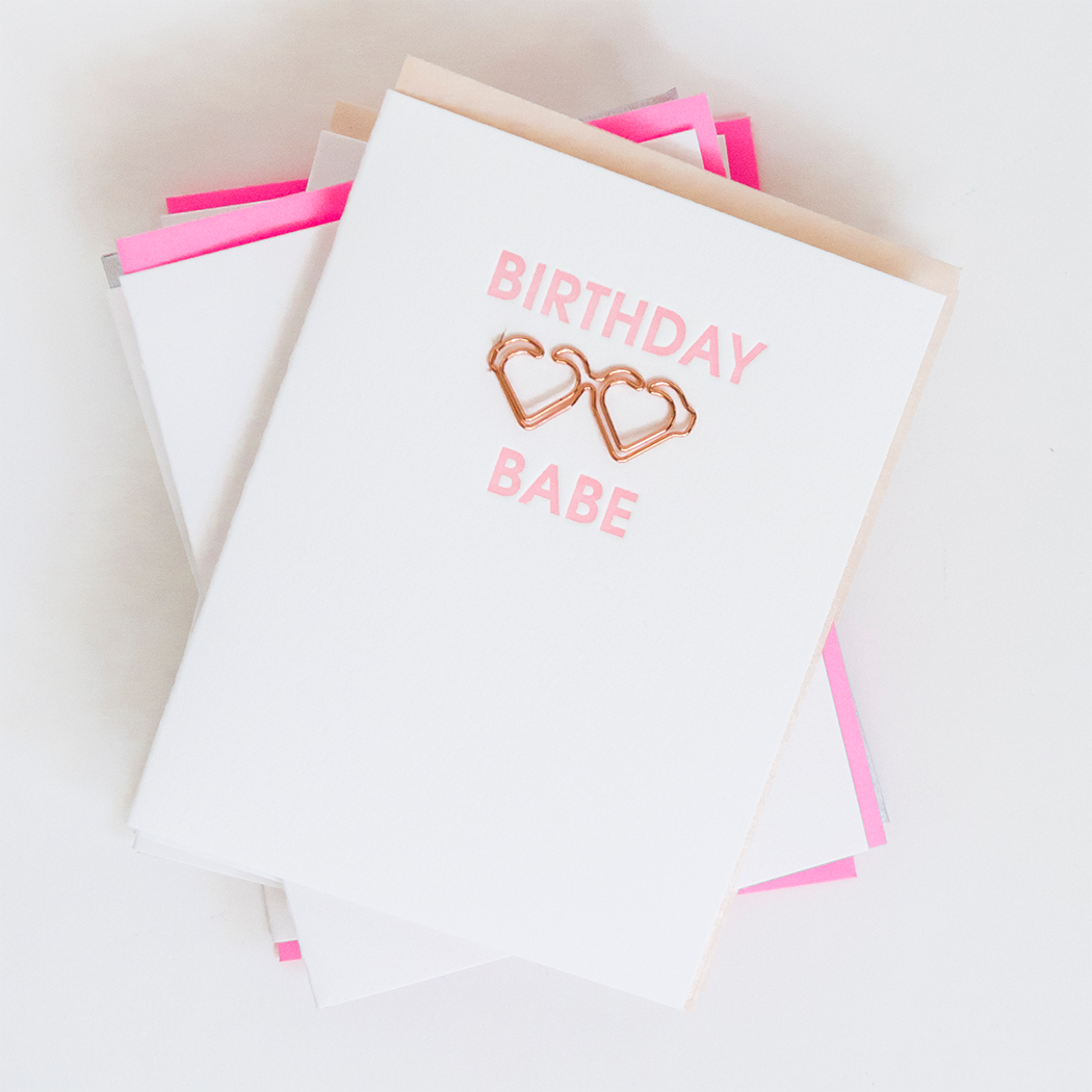 Birthday Babe Sunnies - Paper Clip Letterpress Card