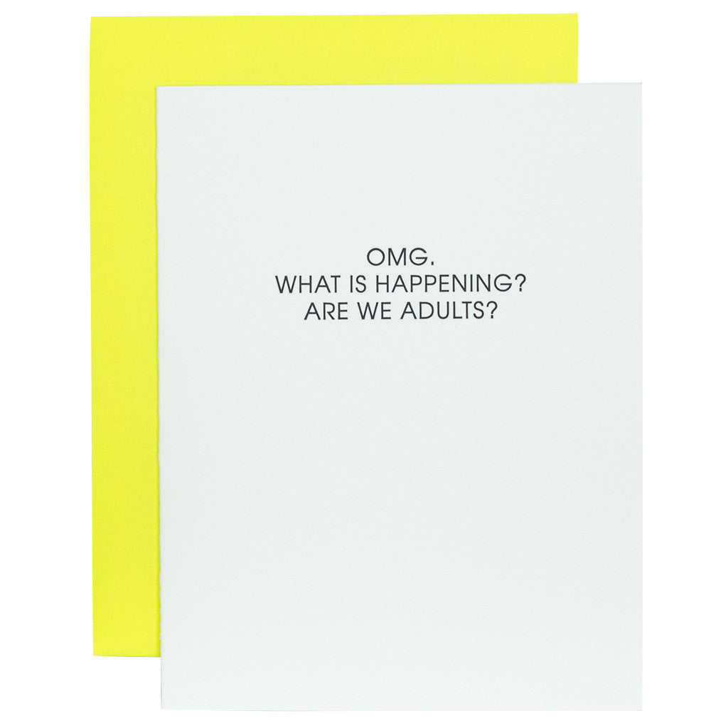 OMG Are We Adults - Letterpress Card