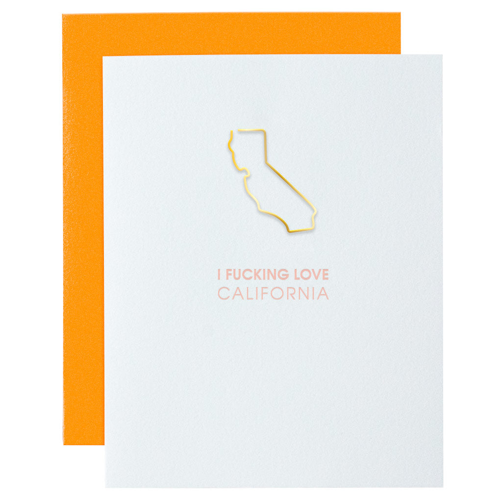 I Fucking Love California Paper Clip Letterpress Card