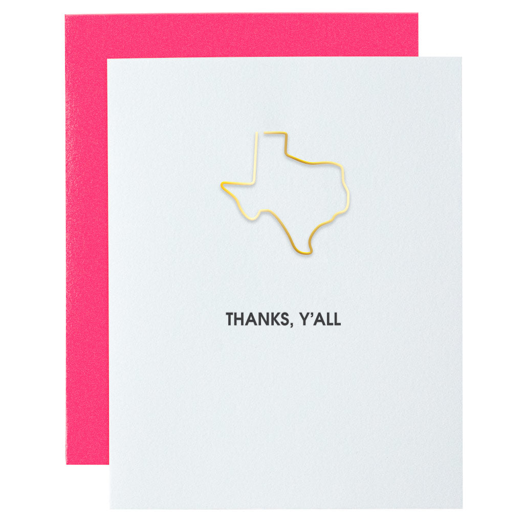 Thanks, Y'all TX Paper Clip Letterpress Card