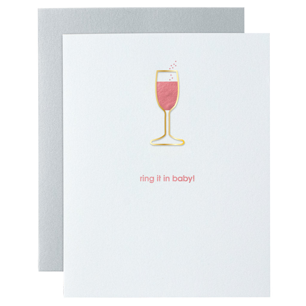 Ring It In Baby Paper Clip Letterpress Card