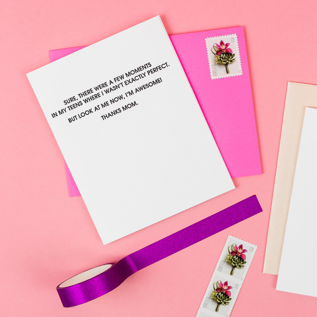 I'm Awesome Thanks Mom - Letterpress Card