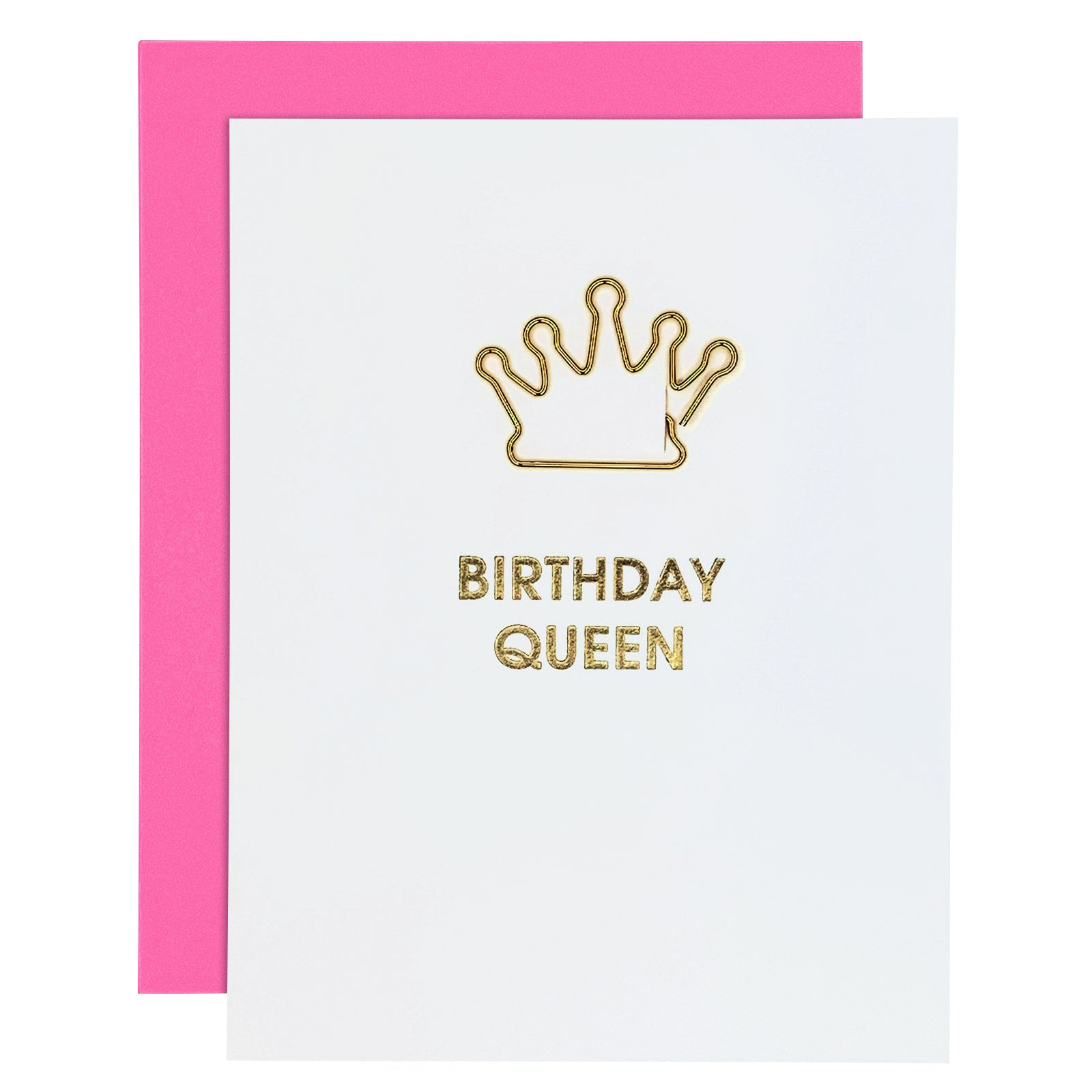 Birthday Queen Crown Paper Clip Letterpress Card