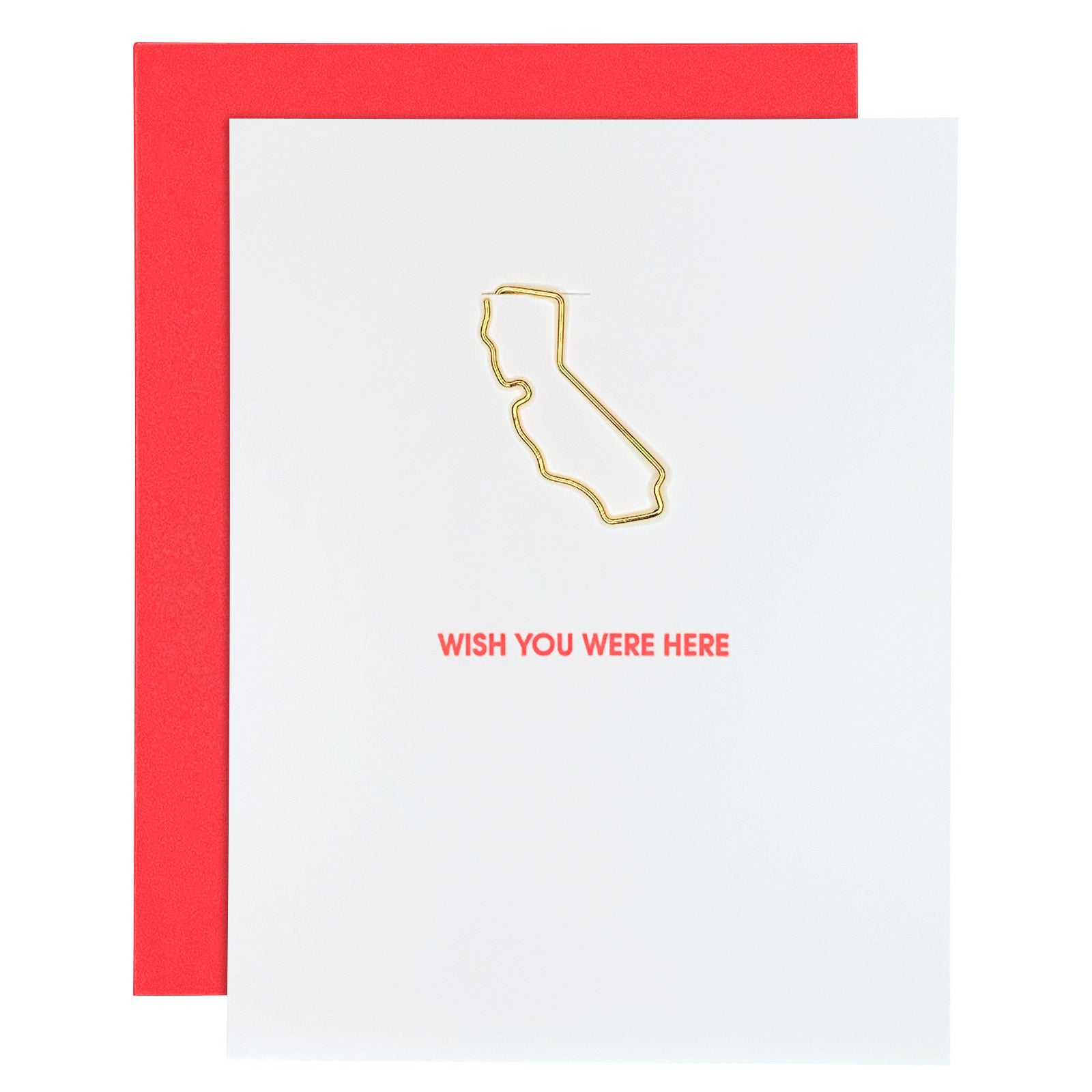 Wish You Were Here California Paper Clip Letterpress Card