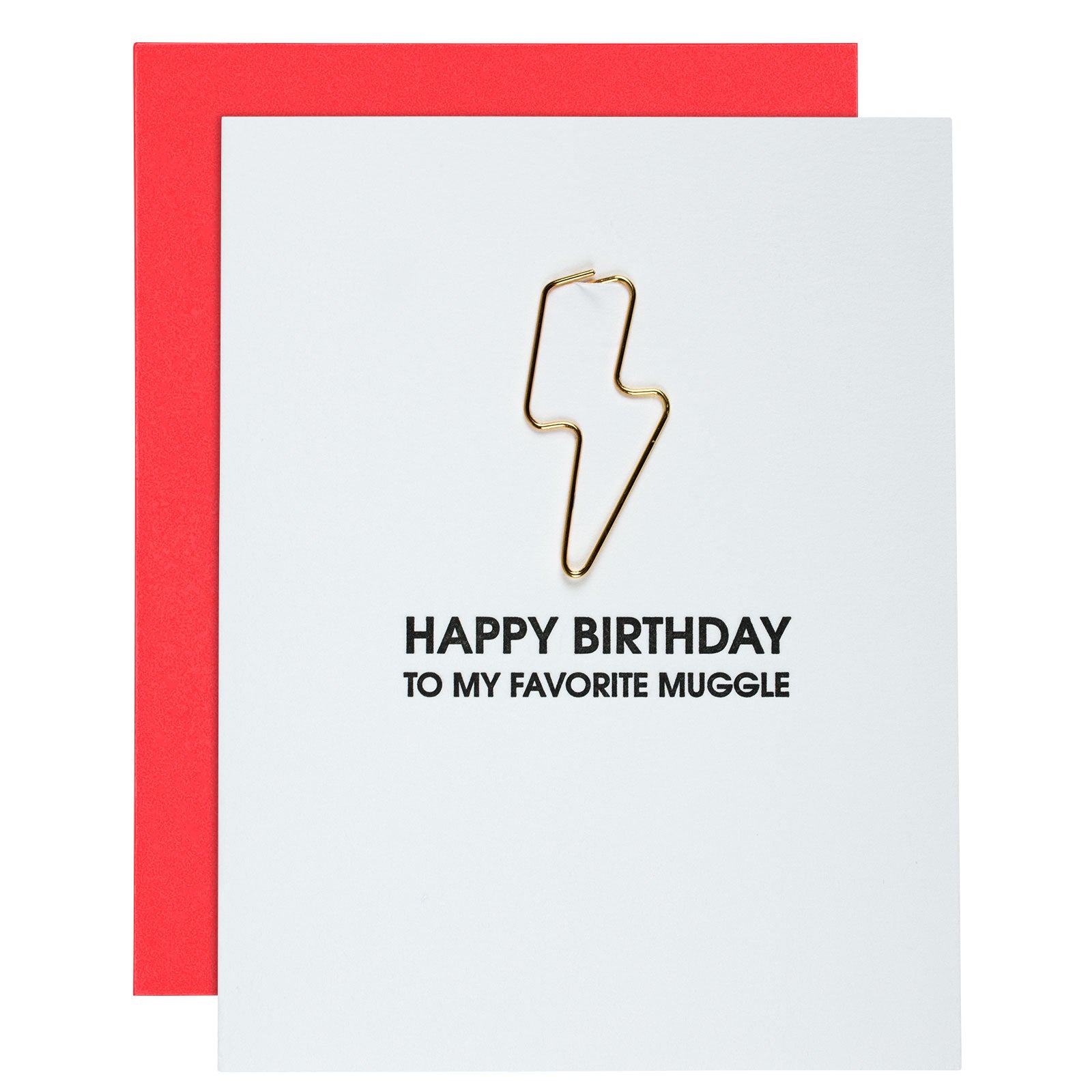 Happy Birthday to My Favorite Muggle - Lightning Bolt Paper Clip Letterpress Card