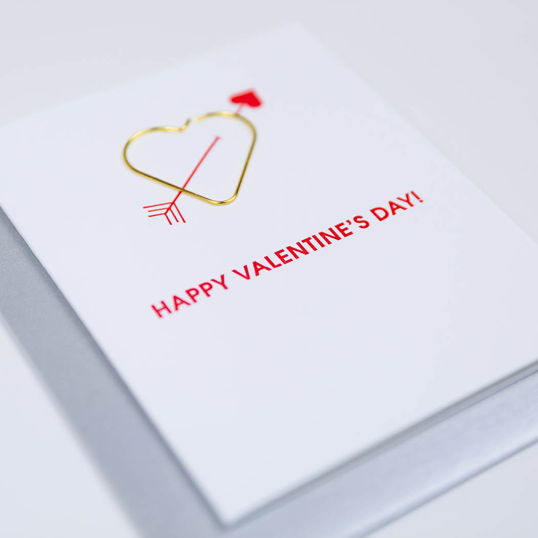Happy Valentine's Day - Heart Paper Clip Letterpress Card