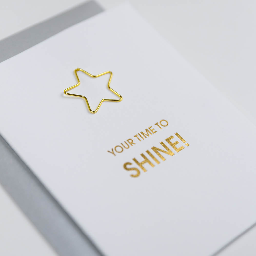 Your Time to Shine - Star Paper Clip Letterpress Card