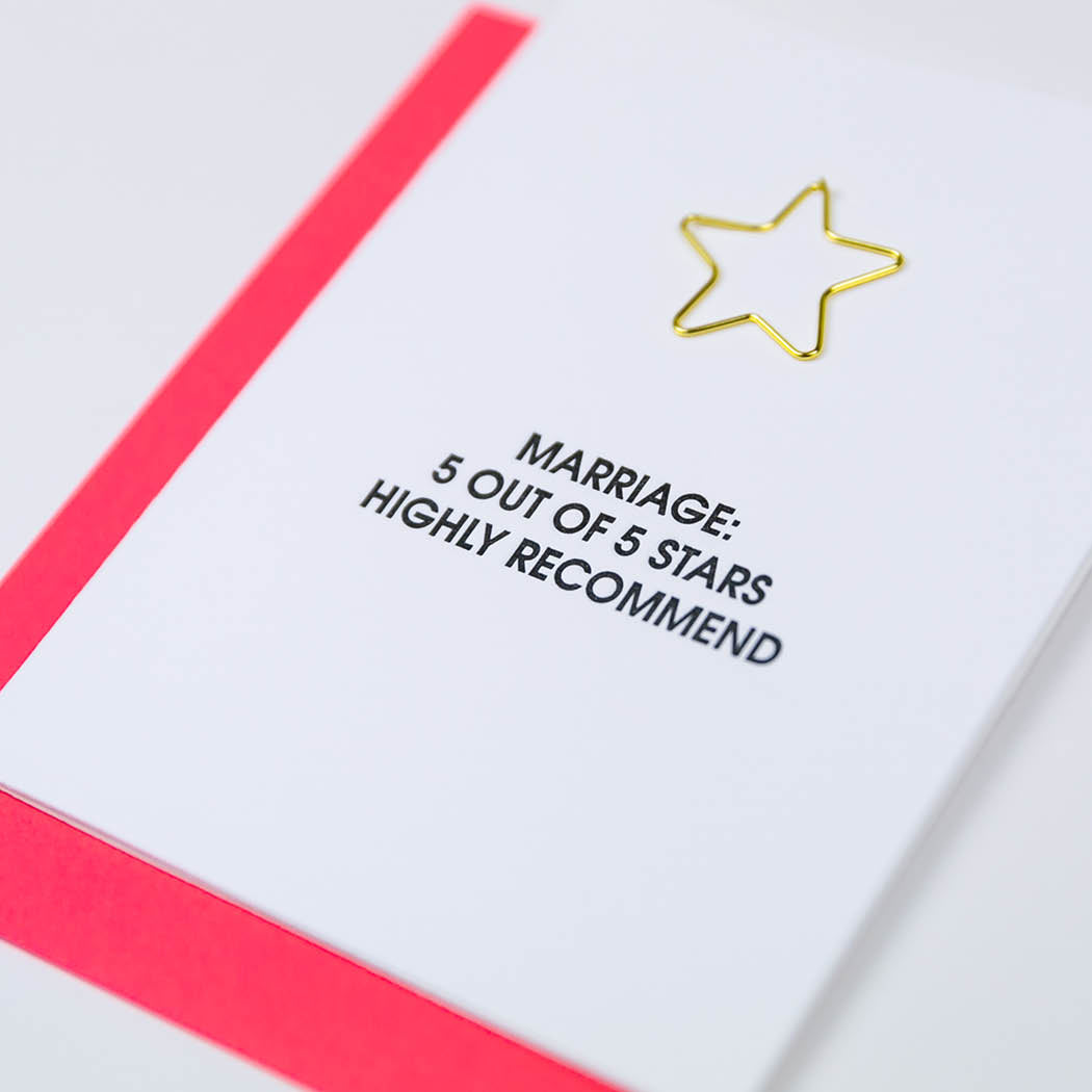 Marriage 5 Out Of 5 Stars. Highly Recommend - Star Paper Clip Letterpress Card