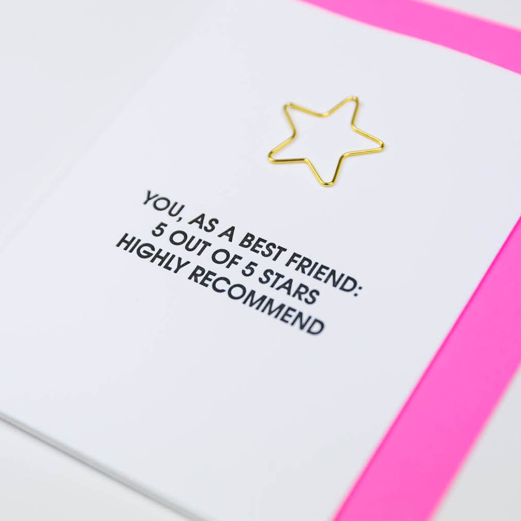 You, as a Best Friend 5 out of 5 Stars. Highly Recommend - Paper Clip Letterpress Card
