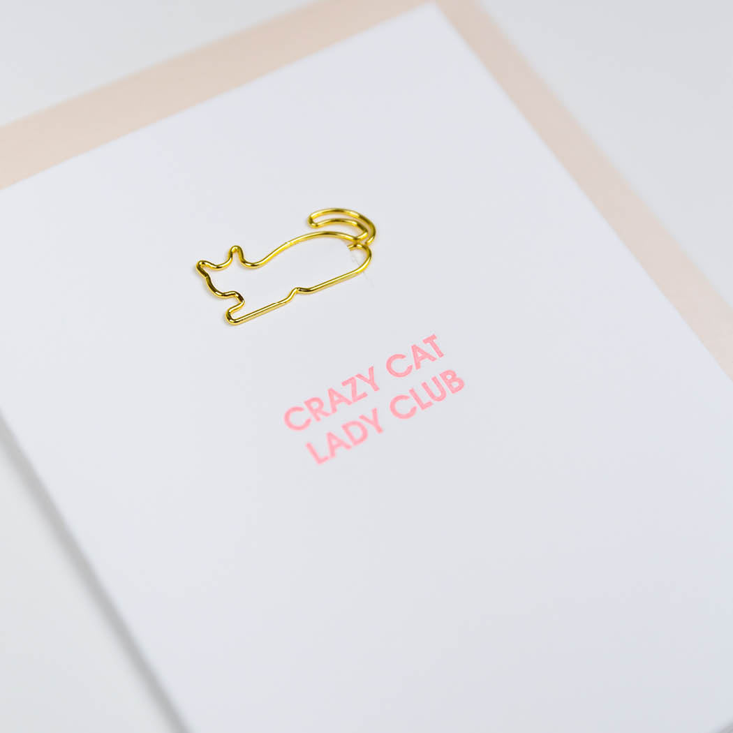 Crazy Cat Lady Club - Paper Clip Letterpress Card