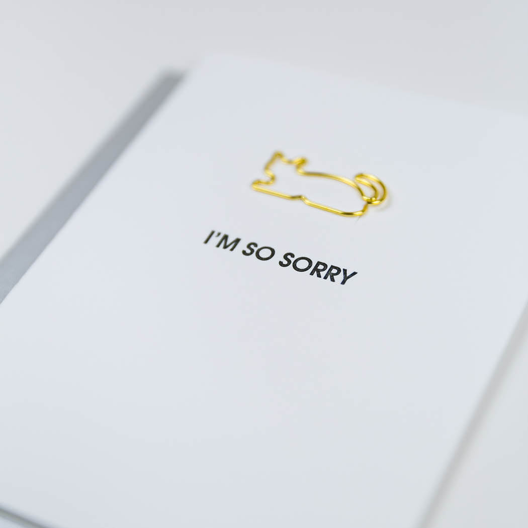 I'm So Sorry Cat - Paper Clip Letterpress Card