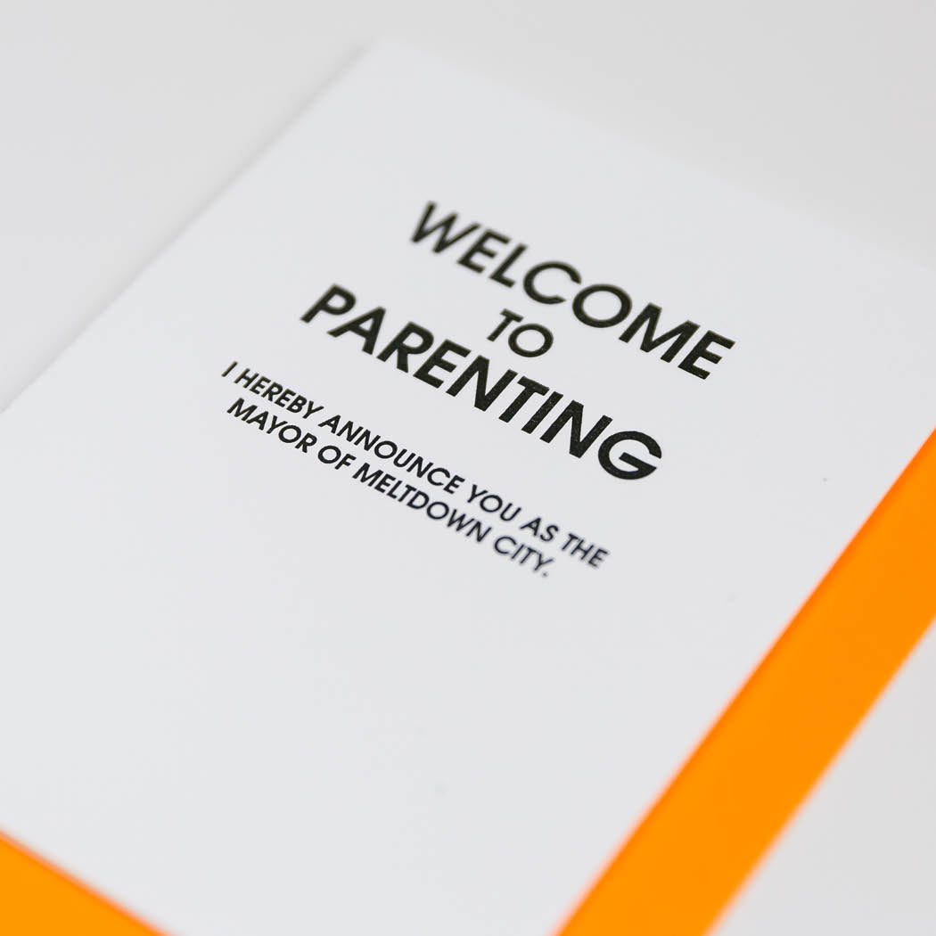 Welcome to Parenting Mayor Meltdown City - Letterpress Card