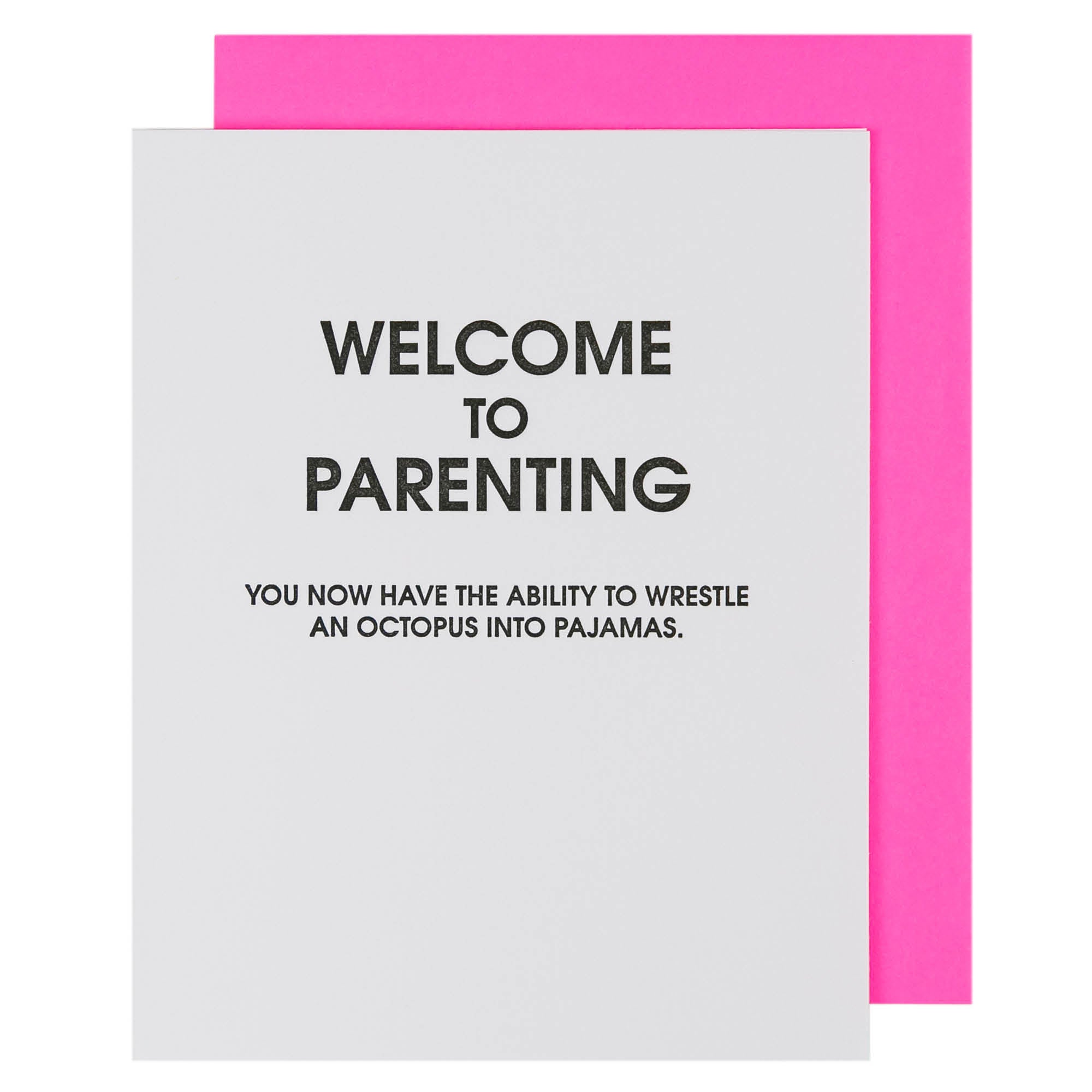 Welcome to Parenting Octopus Pajamas - Letterpress Card