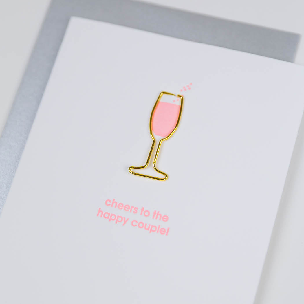 Cheers to the Happy Couple - Paper Clip Letterpress Card
