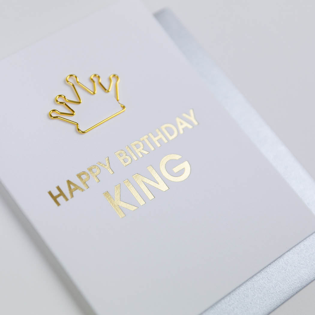 Happy Birthday King - Crown Paper Clip Letterpress Card