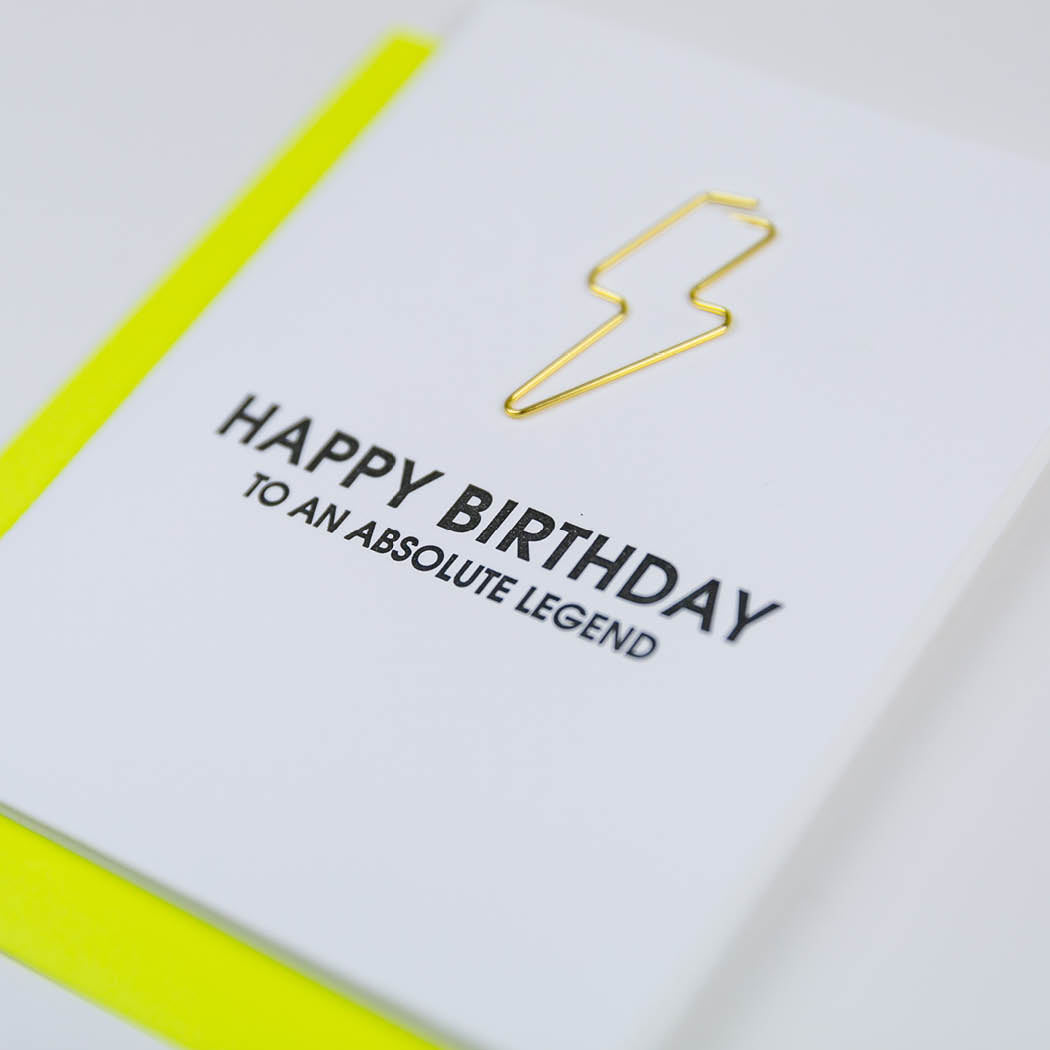 Happy Birthday To An Absolute Legend - Birthday Paper Clip Letterpress Card