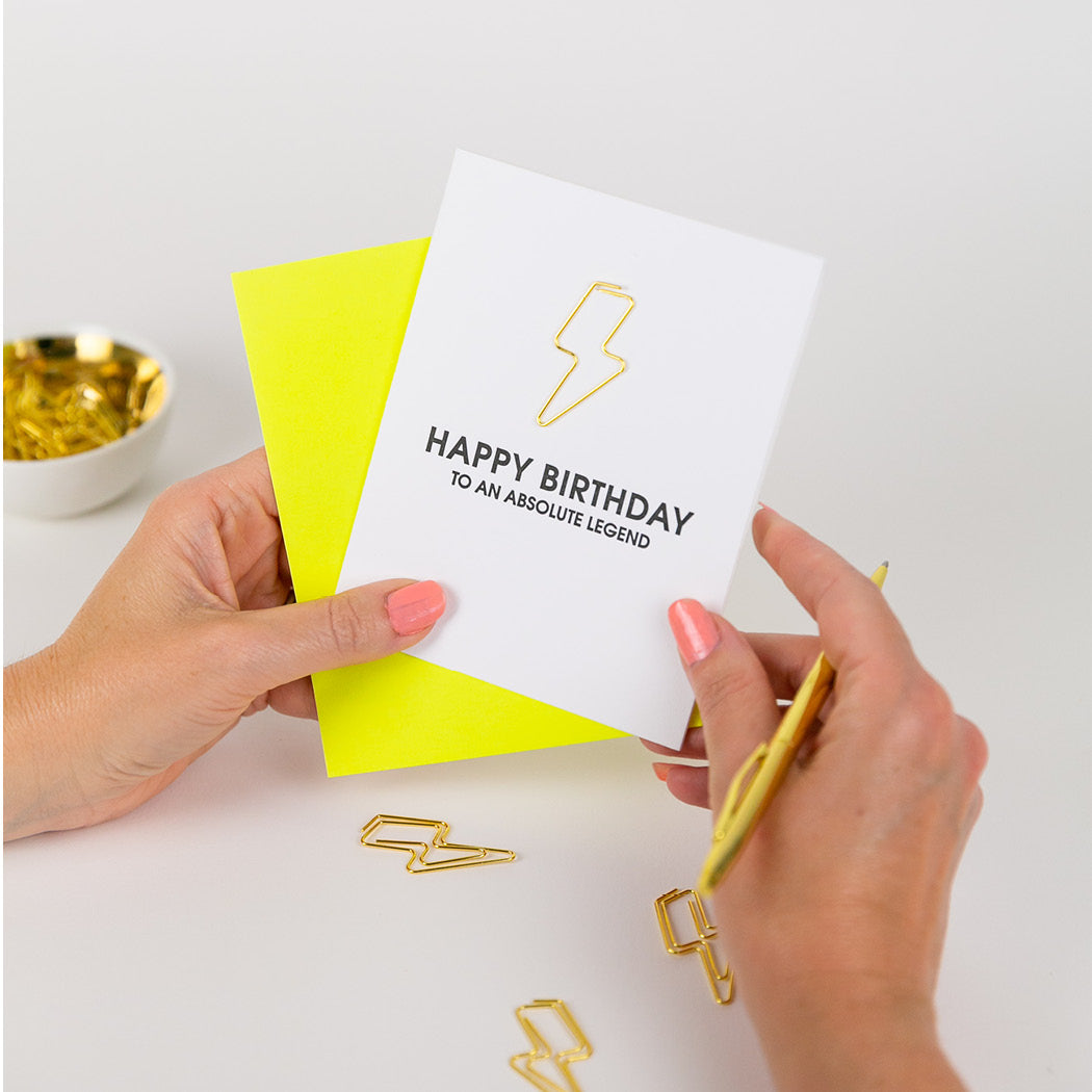 Happy Birthday To An Absolute Legend - Birthday Paper Clip Letterpress Card