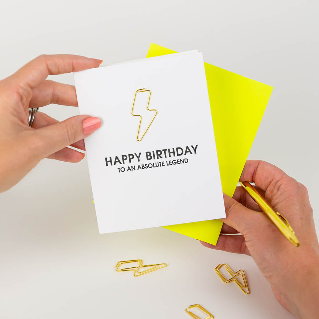 Happy Birthday To An Absolute Legend - Birthday Paper Clip Letterpress Card