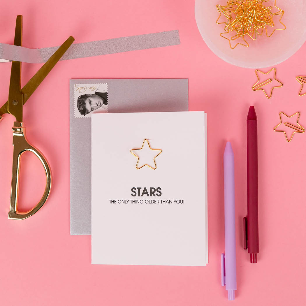 Stars: The Only Thing Older Than You - Paper Clip Letterpress Card