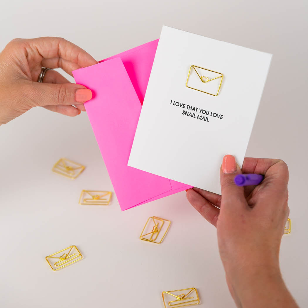 I Love That You Love Snail Mail - Paper Clip Letterpress Card