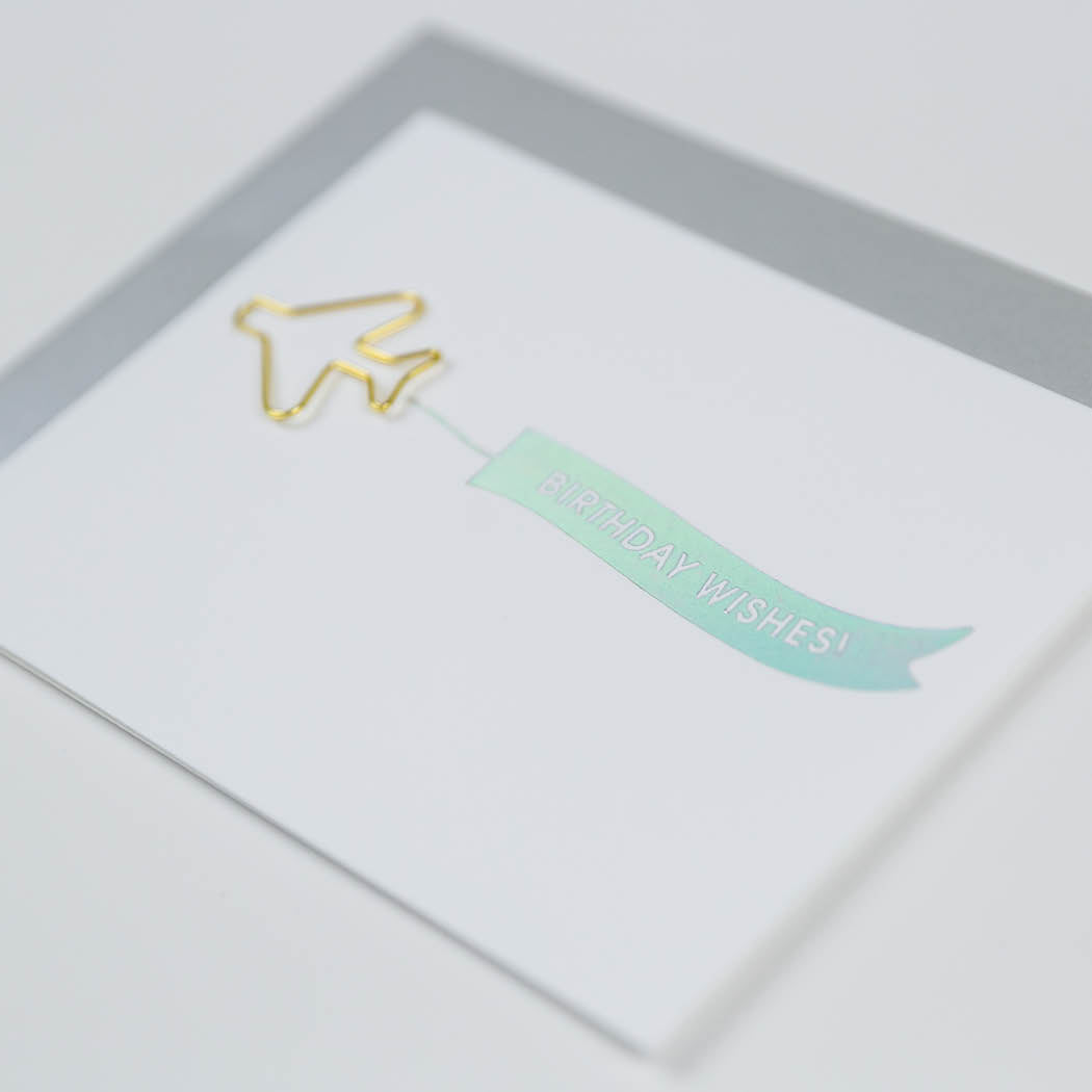 Airplane Banner: Birthday Wishes - Paper Clip Letterpress Card