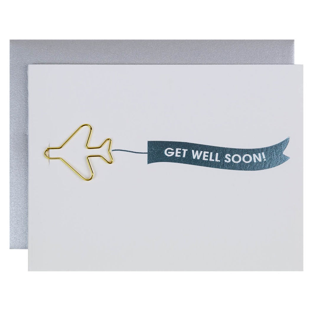 Banner: Get Well Soon - Paper Clip Letterpress Card